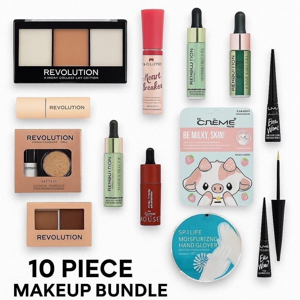 10pc Makeup Bundle Revolution Baking Powder Highlighter Eyeshadow Sheet Masks